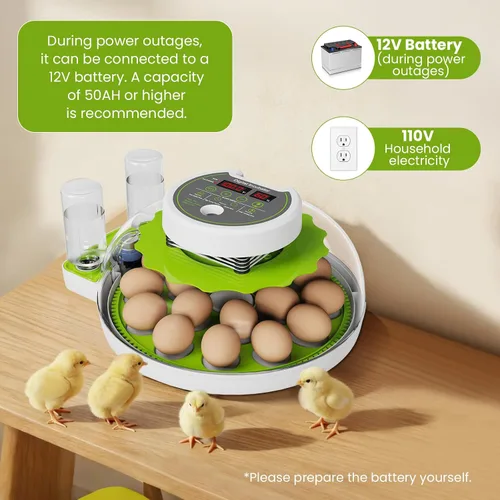 Miniatura 3 de Incubadora de 18 huevos con giro automático de huevos y control de humedad, vista panorámica HD, vela integrada para incubar pollo, pato, granjas
