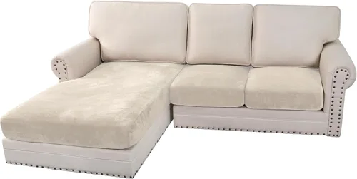 Miniatura 32 de H.VERSAILTEX - Funda de terciopelo elástica y afelpada para protección de cojines de sofá biplaza, silla o sofá, 2 piezas, tamaño grande, color gris