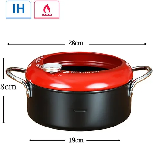 Miniatura 7 de Sartén con termómetro Tempura Freidora Pot, Mini sartén profunda con escurridor Mini Sartén profunda con sartén de aceite 8 pulgadas