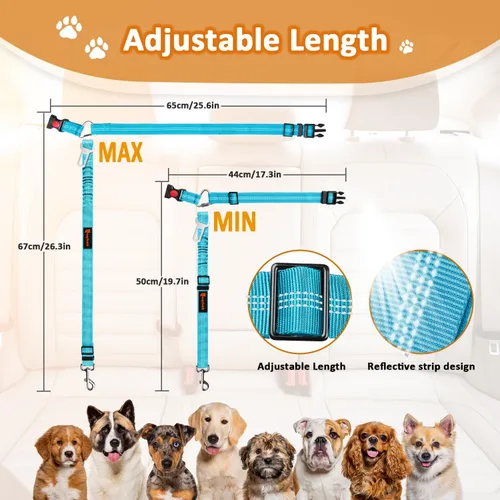 Miniatura 7 de Arnés de cinturón de seguridad extraíble para perro, 3 en 1, correa de cinturón de seguridad para perro, retención retráctil que se asegura al
