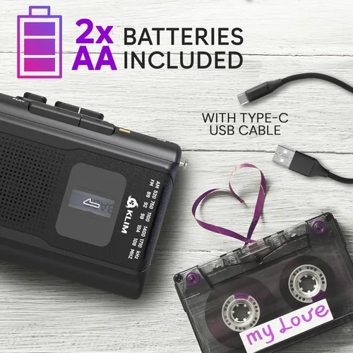 Miniatura 5 de KLIM K8 Reproductor de Casetes Portátil + Grabadora de Casetes + Nuevo + Reproductor de Casetes Walkman AM/FM + Micrófono y Altavoz Integrados +