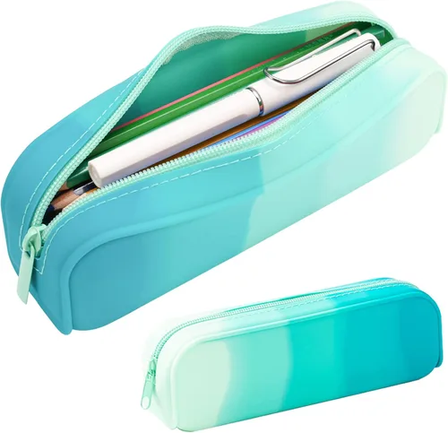 Miniatura 10 de minimaliving Estuche para lápices, colorido de silicona impermeable, bolsa para lápices estética, ligera y portátil, elegante y pequeño suministros