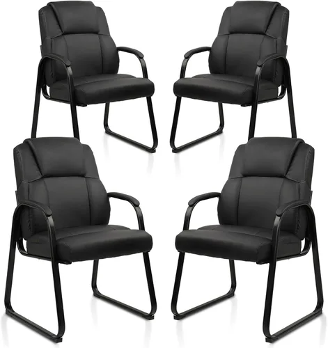 Miniatura 16 de CLATINA Silla de invitados de cuero, silla de mesa de conferencias de recepción con reposabrazos acolchados, sillón estacionario para sala de espera