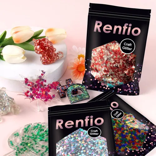 Miniatura 6 de Renfio Rompecabezas holográfico de 1.75 onzas, 1.76 oz, confeti con purpurina, formas de rompecabezas, mezcla de colores, lentejuelas gruesas