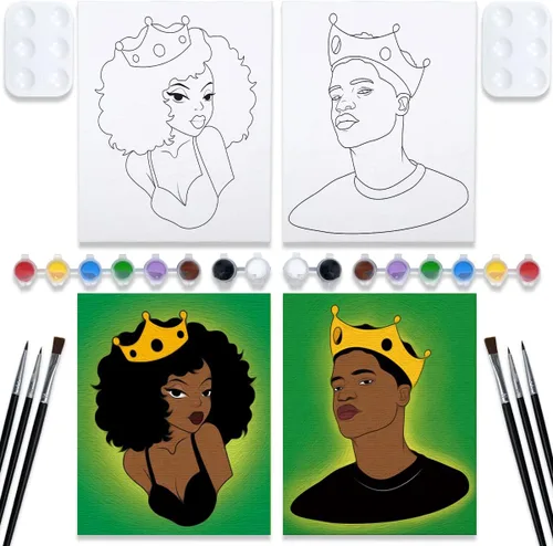 Miniatura 6 de VOCHIC Kits de Fiesta de Pintura para Parejas Lienzo Predibujado para Adultos Pintura y Bebida Juegos de Noche de Cita para Parejas Conjunto