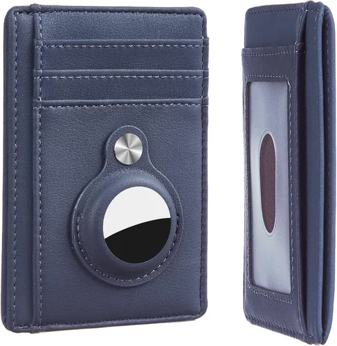 Hawanik Cartera delgada minimalista con bolsillo frontal con soporte integrado para AirTag