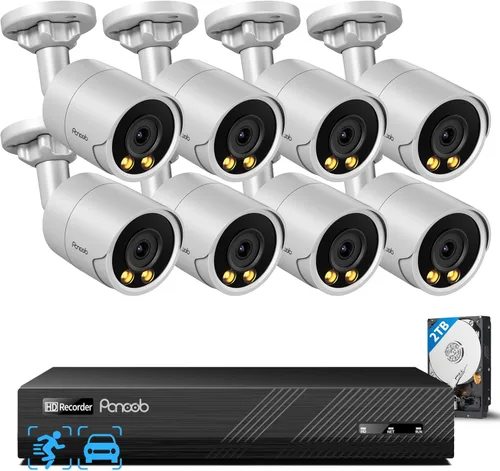 Miniatura 10 de Sistema de cámara de seguridad de 16 canales PANOOB 4K para uso comercial, NVR PoE 4K 16CH HDD 4TB, 16x cámaras IP al aire libre con cable 8MP