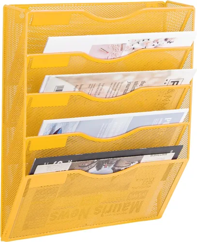 Miniatura 35 de EASEPRES Organizador de archivos de malla de 3 bolsillos para colgar en la pared, carpeta de papel para correo montada en la pared, organizador