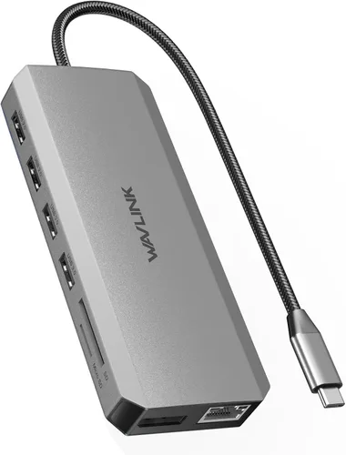WAVLINK Estación de acoplamiento USB C con monitor dual para portátil Dell/Lenovo/HP/XPS, adaptador multipuerto USB-C Hub Dongle Dock con 2 HDMI,