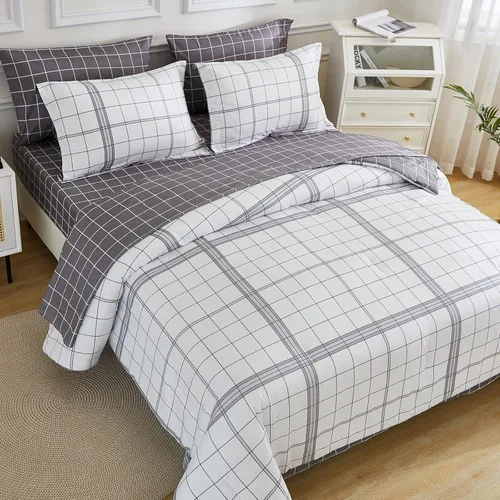 Miniatura 19 de EMME Bed-in-A-Bag - Juego de edredón de 5 piezas para cama Twin de microfibra cepillada y relleno de plumón sintético, suave y cómodo, lavable a 01