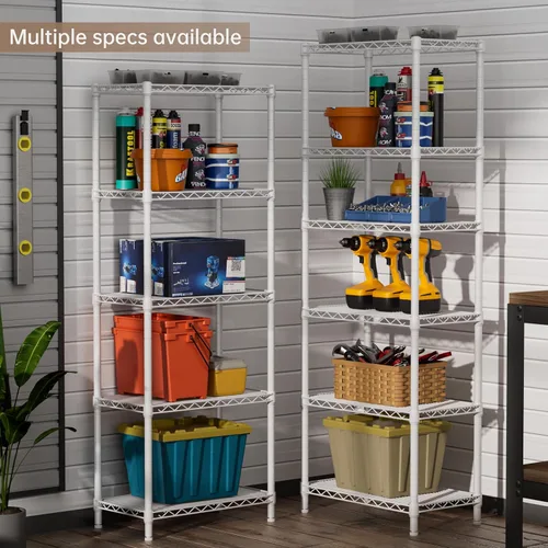 Miniatura 2 de SINGAYE 5 estantes pequeños de alambre para cocina, despensa, cerca de la casa, organizadores y almacenamiento, estante para baño, sala de Blanco