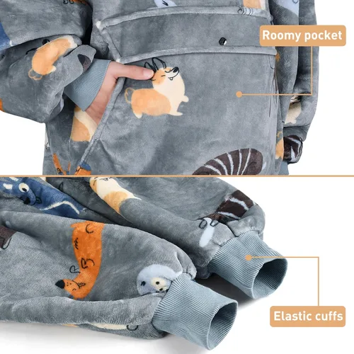 Miniatura 3 de Catalonia Sudadera tipo manta con capucha para niños, sudadera de sherpa extragrande para adolescentes jóvenes, idea de regalo Perro- Niños