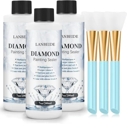 Miniatura 9 de LANBEIDE Sellador de pintura de diamante de 6.8 fl oz con cepillo de silicona, sellador de pegamento para pintura de diamante 5D actualizado