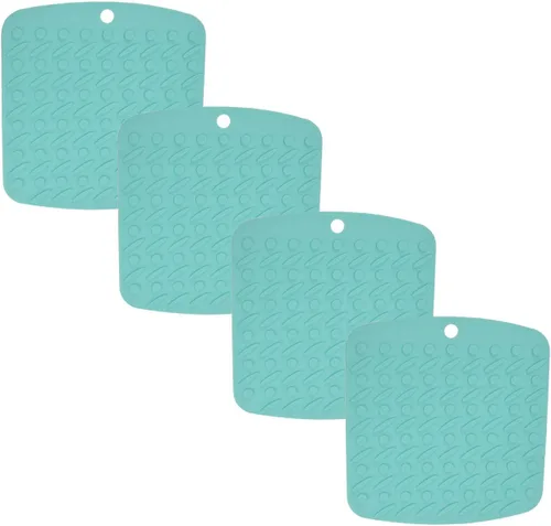 Colorido soporte de silicona para ollas, salvamanteles, abridor de tarros, soporte para cucharas y pelador de ajo (azul claro)