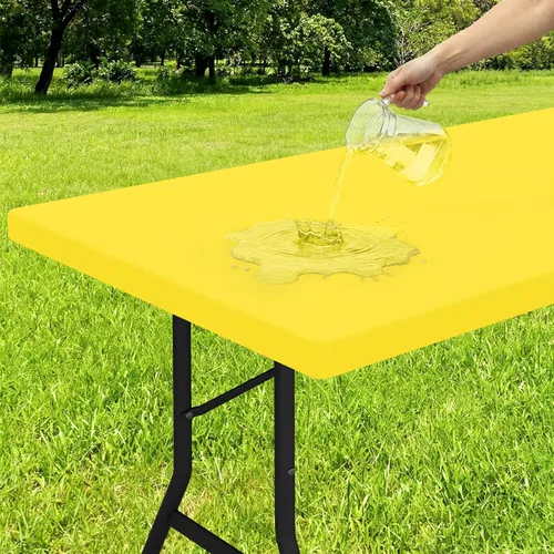 Miniatura 17 de Smiry - Mantel rectangular de vinilo con respaldo de franela elástica ajustada para mesas plegables de 2 pies, manteles impermeables y lavables