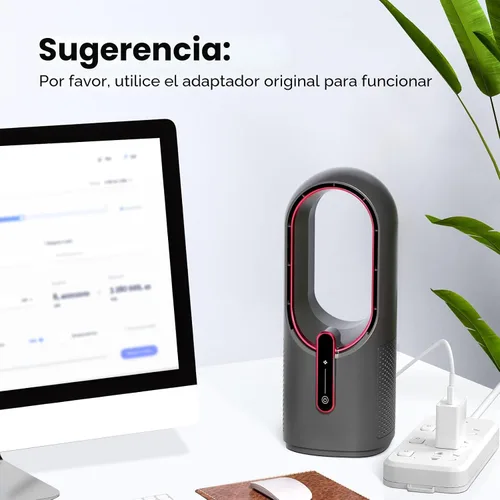Miniatura 7 de KONSIDEN Ventilador de escritorio sin aspas, ventilador de oficina de 11.8 pulgadas, pequeño, silencioso, ajuste de 3 velocidades, control táctil