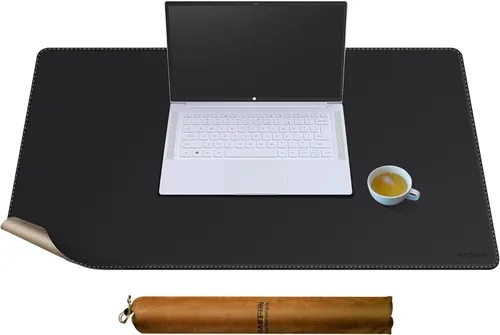 Miniatura 52 de MAIDERN Cubierta de mesa estrecha de 39.4" x 7.9", tapete reversible de cuero y corcho para mesa consola, protector de mesa largo y delgado