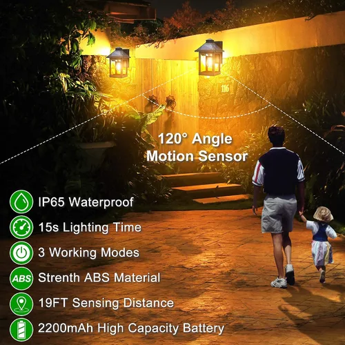 Miniatura 8 de Lámpara solar de pared para exteriores con 3 modos de iluminación, lámpara LED de montaje de pared del atardecer al amanecer, sensor de movimiento