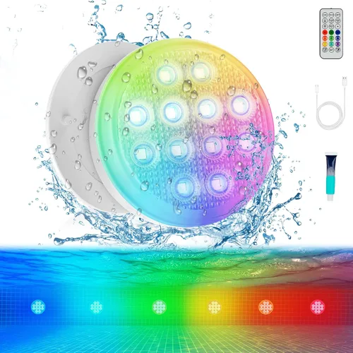 Miniatura 11 de Luces para piscina, luces LED sumergibles recargables de ultra alta luminosidad con control remoto, luz LED magnética impermeable IP68 de 22