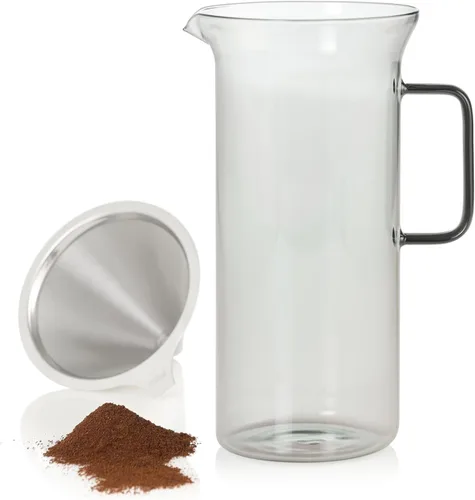 Miniatura 3 de AdHoc Impact Pour Over - Cafetera con recipiente de vidrio de 1 litro, filtro de acero inoxidable reutilizable de doble capa, cafetera