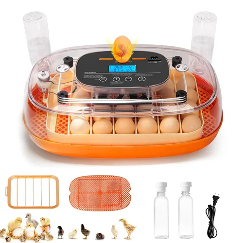 Incubadoras para incubar huevos, incubadora de 24 huevos, girador automático de huevos con control de humedad y temperatura digital, día de