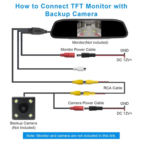 Miniatura 6 de LBW Cable de video RCA para cámara de respaldo premium, cámara de estacionamiento de visión trasera trasera con cable de detección
