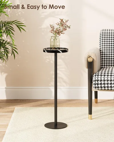 Miniatura 6 de Mesa de bebida, mesa auxiliar de pedestal pequeña, mesa de cóctel redonda, mesa auxiliar circular con base de metal, para espacios pequeños