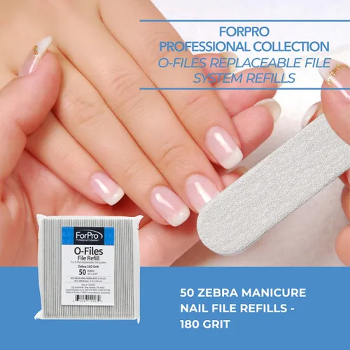 Miniatura 3 de ForPro Professional Collection O-Files - Sistema de archivos reemplazable, cebra, grano 180, repuestos de lima de uñas de manicura, 3.9 pulgadas