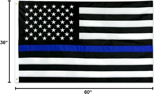 Miniatura 9 de Bandera de Estados Unidos con línea azul fina de 3 x 5 pies, bandera de policía resistente, Back The Blue, Bandera Blue Lives Matter, extremo