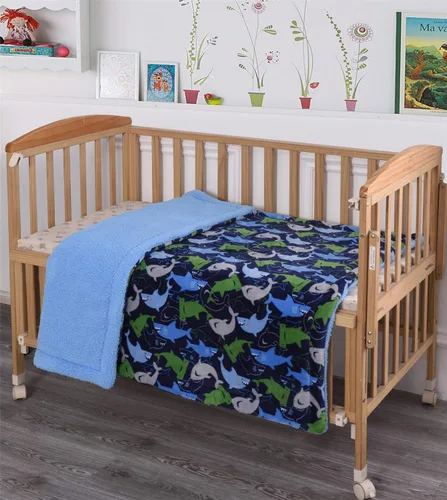 Miniatura 2 de Sapphire Home Manta súper suave y acogedora para niños pequeños, 40 x 50 pulgadas, respaldo de sherpa de felpa azul para niños pequeños, manta