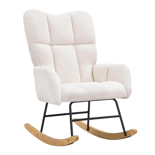 Miniatura 12 de VEVOR Mecedora para guardería, mecedora deslizante con asiento suave y respaldo alto, capacidad de peso de 250 libras, tela de peluche, silla