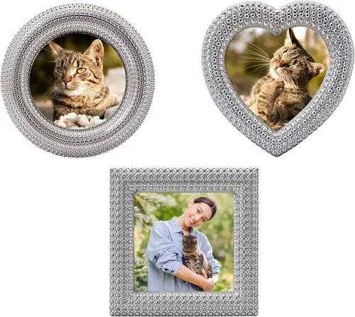 Miniatura 8 de Juego de 3 portarretratos pequeños clásicos de 2.5 x 2.5 pulgadas para mesa, escritorio, marco de fotos, perfecto para decoración del hogar, boda