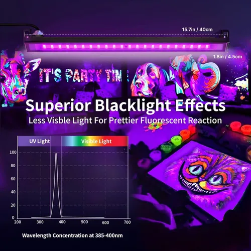 Miniatura 2 de Luz LED negra de 50 W, barra de luz UV de 385 nm con enchufe e interruptor, luces negras impermeables IP66 para fiestas brillantes, decoración