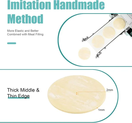 Miniatura 7 de Máquina eléctrica automática de piel de bola de masa hervida 3.1 in 0.35 oz molde comercial Dumpling Skin Machine Electric Wonton Skin Machine