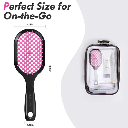 Miniatura 8 de Paquete de 4 cepillos de cabello desenredante ventilados – Cepillo desenredante con cerdas suaves para sin esfuerzo – Ideal para cabello húmedo seco