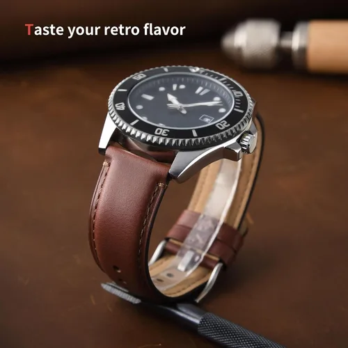 Miniatura 2 de Fullmosa Bandas para Reloj, Correa de Reloj de Cuero de Liberación Rápida de 18mm, 19mm, 20mm, 22mm, 24mm - Correa de Reloj de Cuero Cepillado