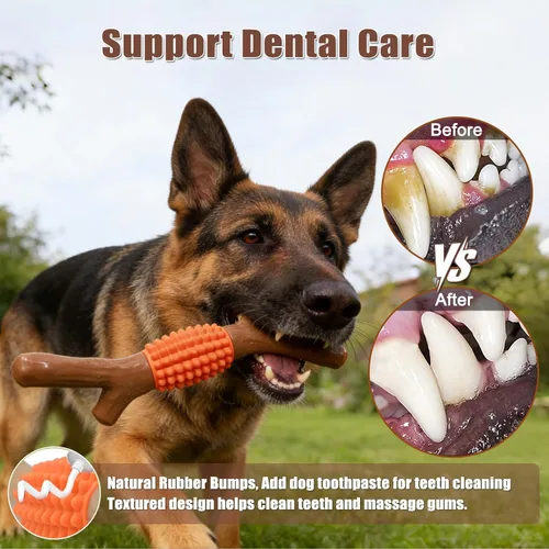 Miniatura 4 de SCHITEC Juguete masticable para perros para masticadores agresivos, palo de dentición de nailon grande y goma resistente con sabor a madera de arce