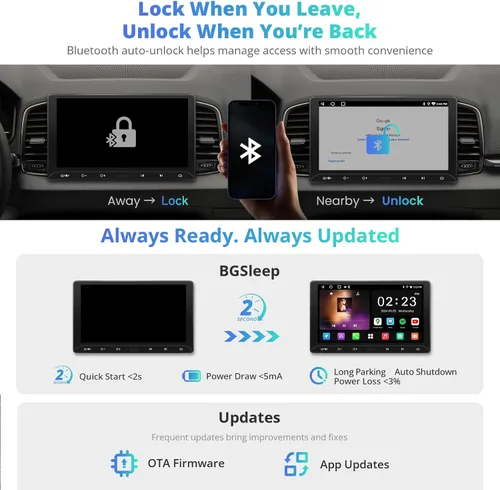 Miniatura 5 de A5L Estéreo de coche Android de 10.1 pulgadas de doble DIN, CarPlay inalámbrico y Android Auto, DriveChat AI, Salida HDMI, Control IoT, Arranque