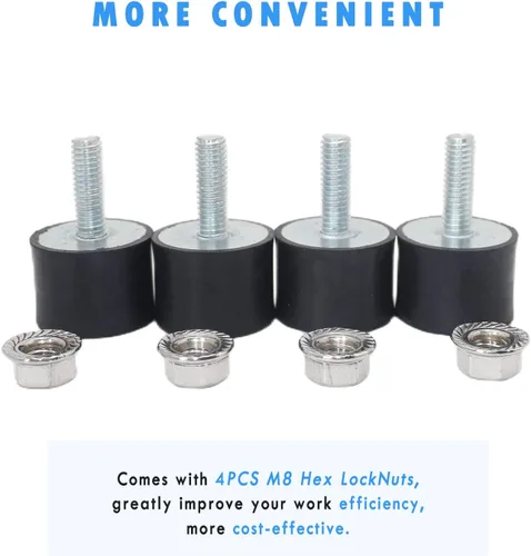 Miniatura 2 de Soportes de goma macho M8x23mm con tuercas de seguridad hembra, aisladores antivibración de 30x20mm, amortiguadores de choque para bombas de agua