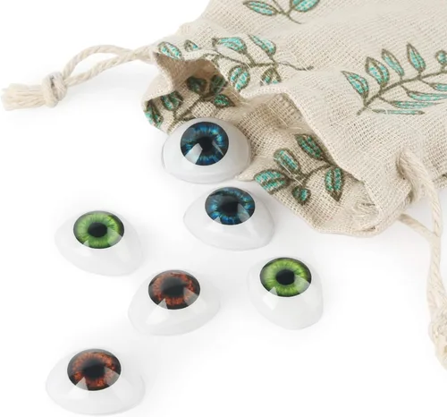 Vollence 6 ojos ovalados de muñeca con espalda plana, ojos de plástico tricolor para hacer máscaras, muñeca de bebé recién nacido, bebé recién