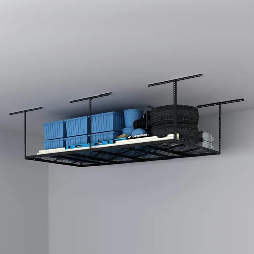 Miniatura 2 de FLEXIMOUNTS Pro 4x8 Estante de almacenamiento para el techo del garaje, sistema de organización de almacenamiento ajustable, estantes de Negro