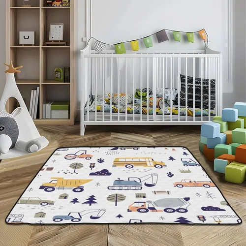 Miniatura 7 de Construction Vehicles Soft Thick Baby Playmat for Indoor Outdoor Cozy Breathable Playroom Activity Mat for Baby Kids Toddlers Infants, 50'' x 50