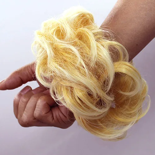 Miniatura 2 de 2 piezas de extensión de cabello desordenado de moño rizado ondulado con banda de goma elástica para coleta de caballo (144T613)