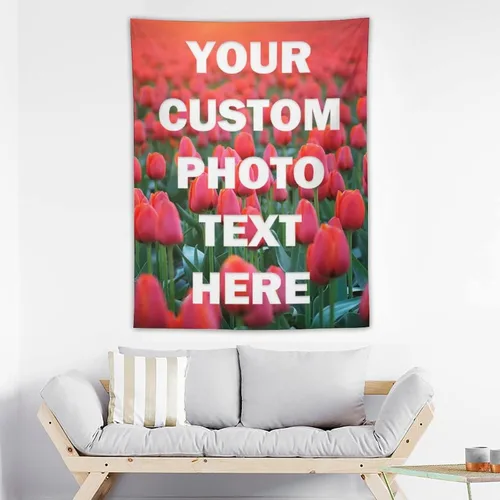 Miniatura 5 de Yananka Tapiz de tulipán floral rojo personalizado, arte de pared rectangular, unisex, decoración de dormitorio y sala de estar 1 Foto-Vertical