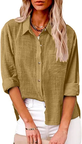 Miniatura 157 de SMIDOW Camisa de algodón y lino con botones para mujer