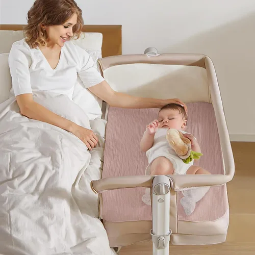 Miniatura 81 de lulumoon Sábanas de muselina para moisés para bebé: sábanas ajustables suaves para moisés de cabecera para niños y niñas Oliva y Crema