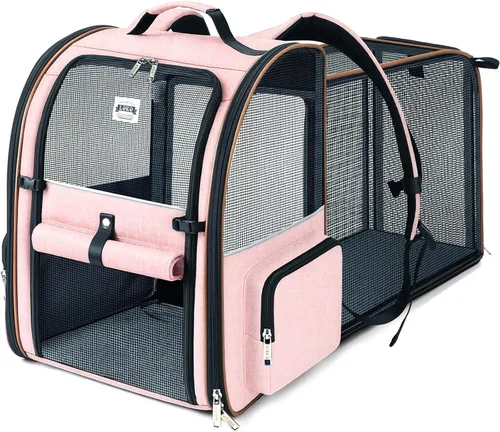 Miniatura 11 de Mochila Grande Transportadora para Gatos Expandible Mochila Transportadora de Mascotas para Perros Pequeños Gatos Medianos Soporta Hasta 18 Libras