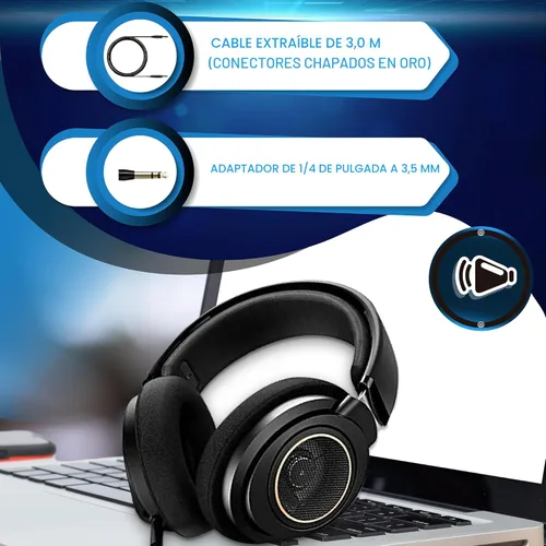 Miniatura 6 de Philips SHP9600 - Audífonos con cable, ajuste cómodo, parte trasera abierta, controladores Neodimio de 50 mm (SHP9600/00)