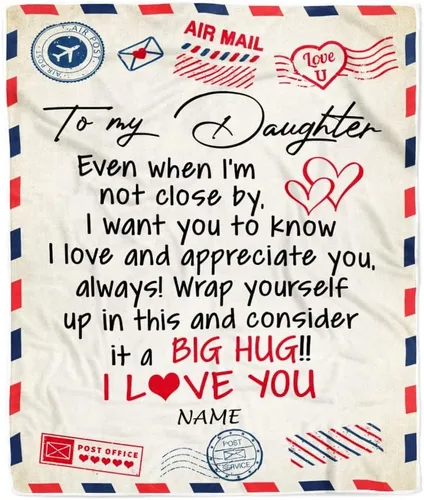Miniatura 18 de Manta personalizada con texto en inglés «To My Daughter from Mom Dad Give You A Big Love Hug Butterfly Daughter Birthday»