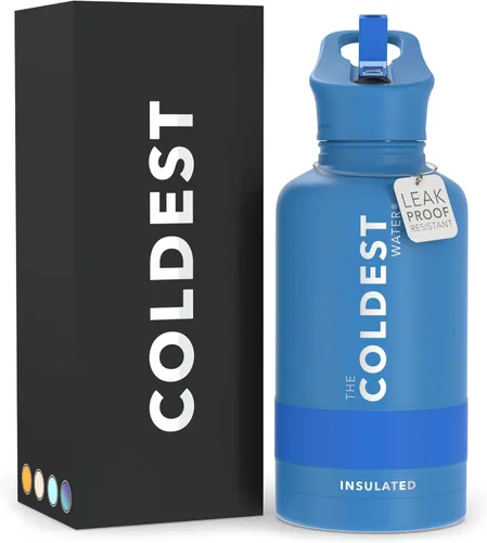 Miniatura 66 de Coldest - Botella para agua con tapa que incluye pajilla, térmica y metálica (acero inoxidable), para hombres y mujeres, color morado